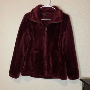 Luxe Fur Zip Up Burgundy Jacket